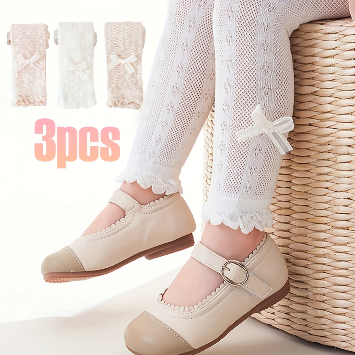 3pcs Set Girls' Leggings Thin Girls' Breathable Tights Ankle Pants