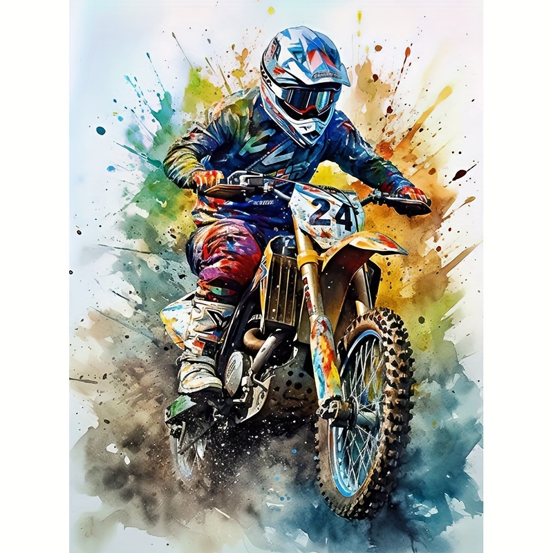 

Motocross 5d Diy Diamond Art Painting Set Frameless Decorative Gift Mosaic Diamond Art Painting Set Home Decor And Room Wall Decor 30cm*40cm/11.8in*15.7in