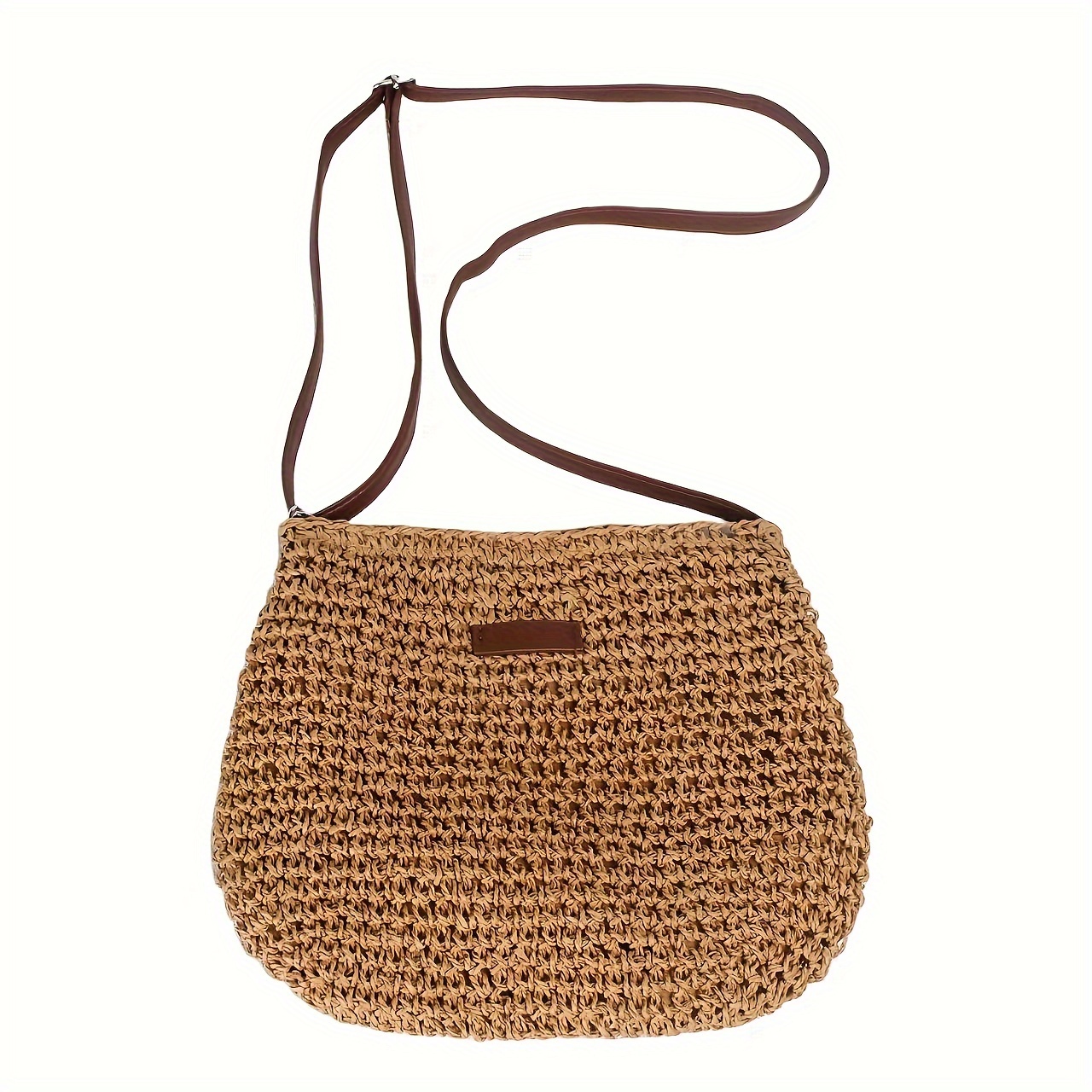 Dicasser 2PACK Handmade Straw Bag,Travel Beach Fishing Mesh Bag, Straw  Woven Bag Female Pastoral Style Weaving Hollow Shoulder Bag 