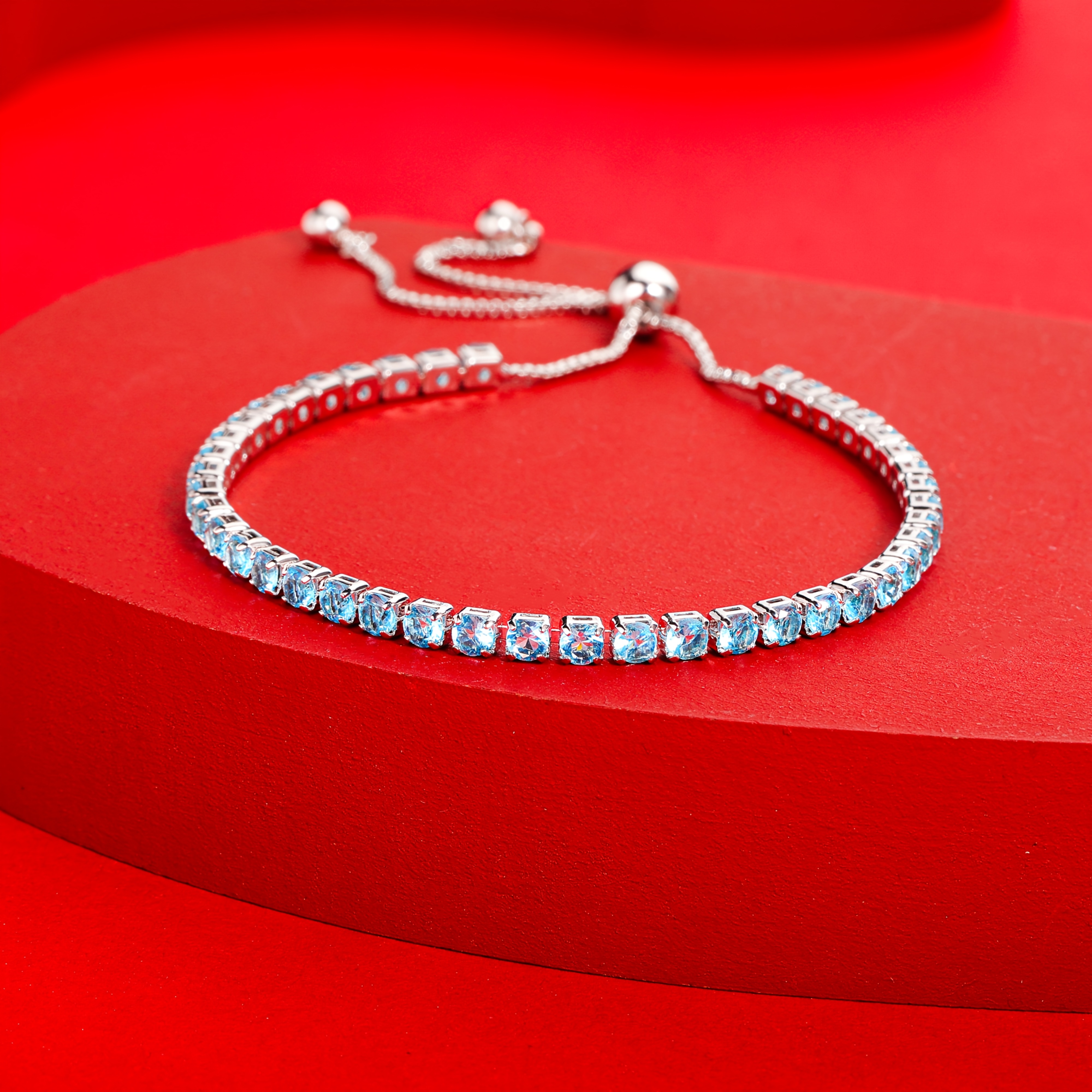 Image of 925 Silver, Women's Synthetic Gemstone Bracelet, Size Adjusted, Fashionable, Trendy, Elegant And , Versatile, Gift For Her, Christmas, Valentine's Day, Mother's Day