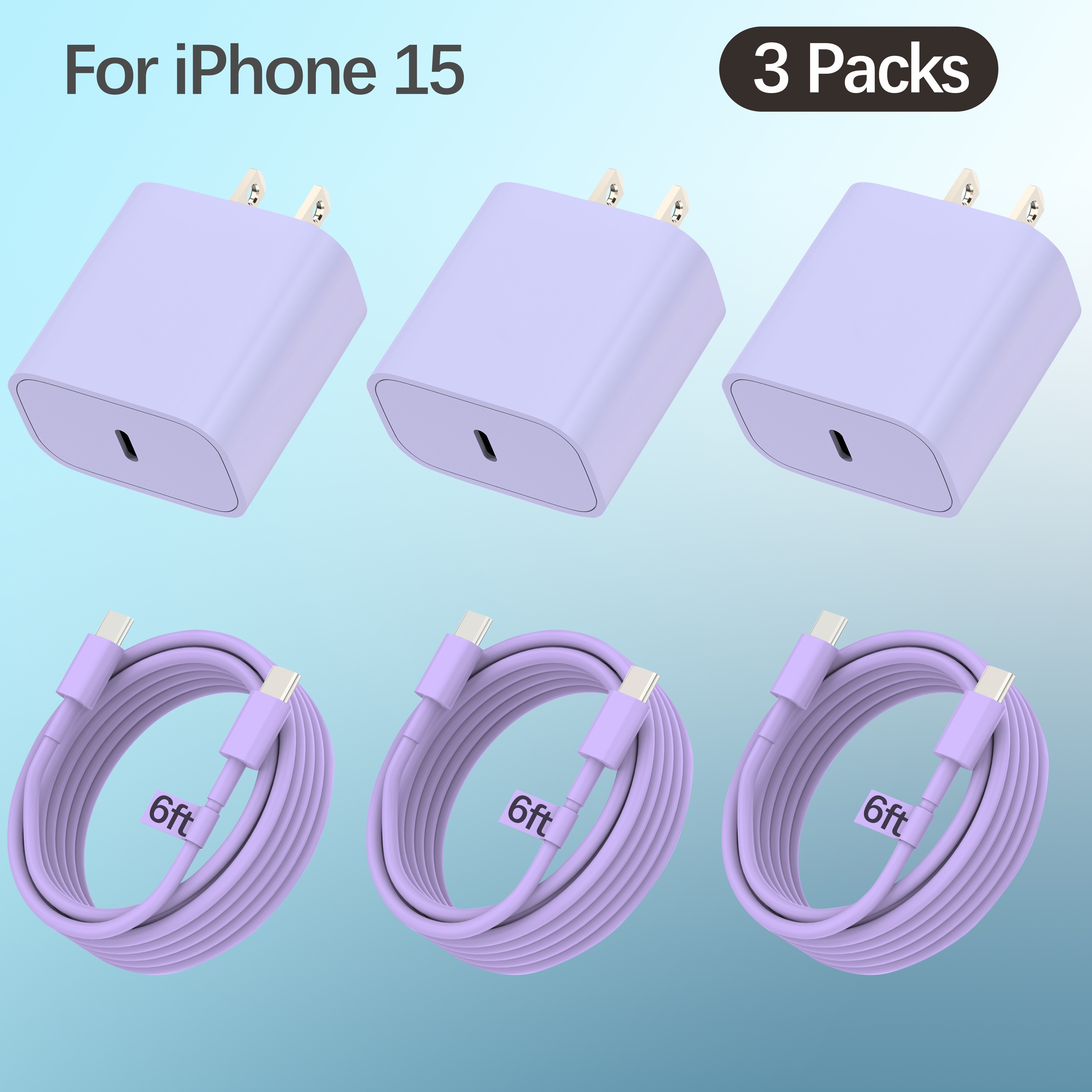 Cargador para iPhone 15, cargador rápido para iPad Pro con cable USB C de  6.6 pies, cargador USB C de 20 W para iPhone 15/15 Pro/Pro Max/Plus, iPad