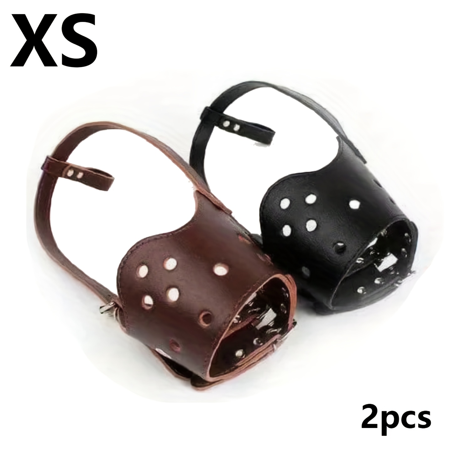 2pcs Premium PU Leather Dog Muzzles - Comfort Fit, Adjustable & Breathable for Small to Large Breeds, Anti-Barking Design with Drinking & Panting Holes, Adjustable Dog Muzzle | Stylish Dog Accessory | Durable Dog Muzzle