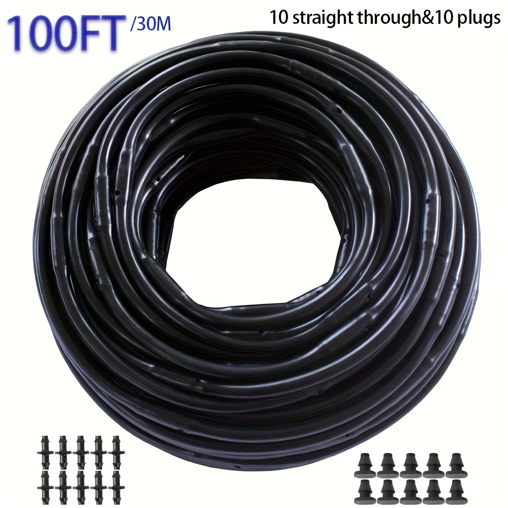 E-shop 1/4" Bewässerungs--Schlauch (100 Ft Rolle/50 Ft Rolle) - 6" -Abstand - 1/4" Tropfbewässerungs-Fittings enthalten