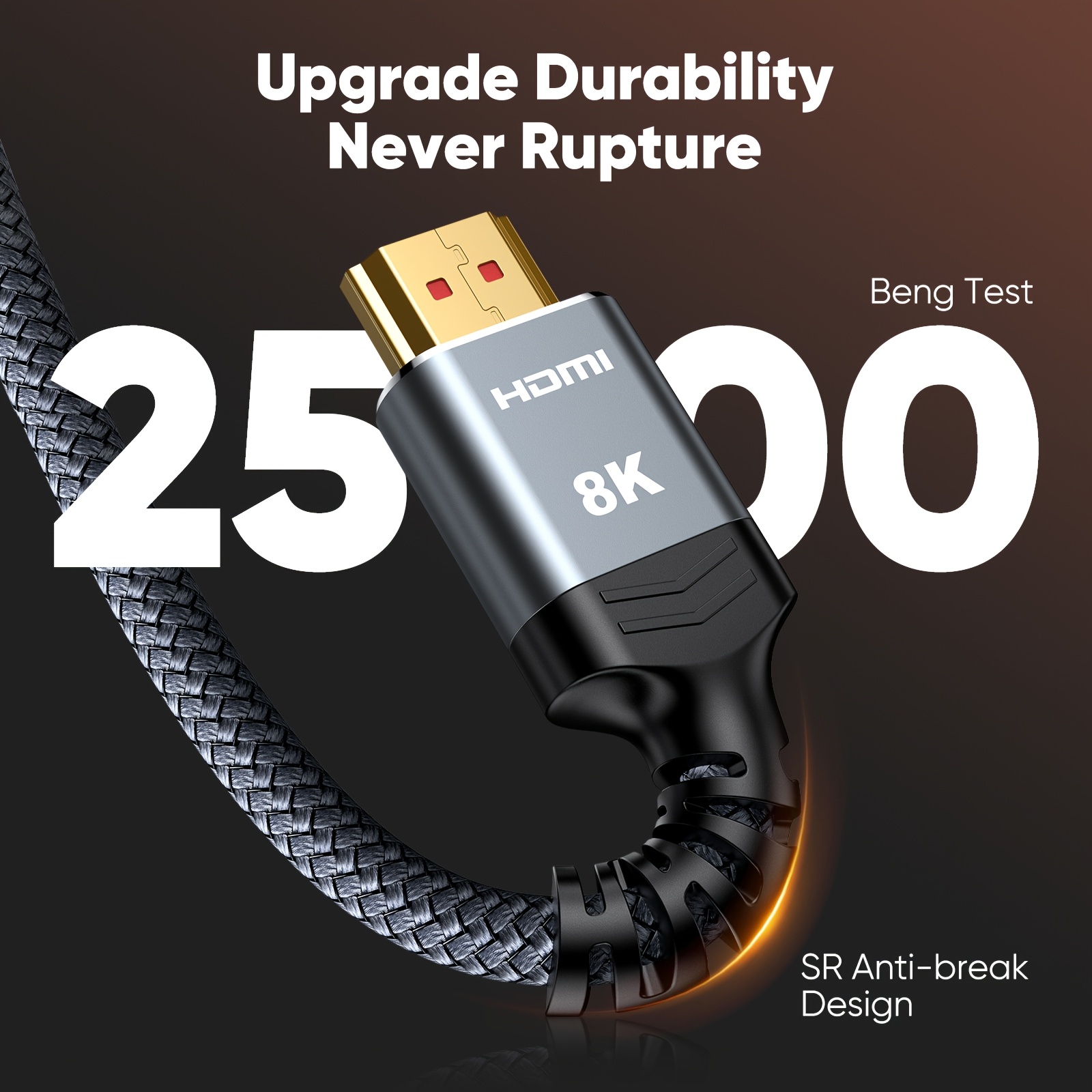 ALCLAP 10K 8K HDTV Cable 2.1, 48Gbps High-Speed HDTV Cable Supports 8K@60Hz/4K@120Hz/144Hz HDTV Male to HDTV Male Braided Cable Supports 3D, eARC, HDR10, HDCP 2.2 & 2.3, DTS:X, Don't Change Hdtv-related Text]