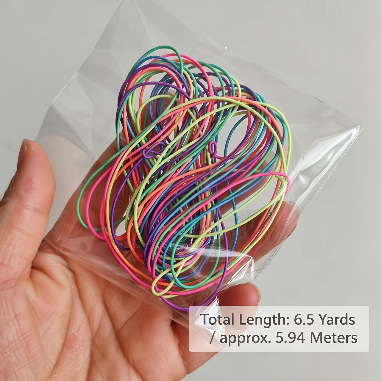 Image of 6.5 Yards Rainbow Multicolor Round Elastic Bead String And Rope, [thick 1mm/0.039in] Bright Bead String, Suitable For Bracelets, Hair Scrunchies, Gift Box Packaging, Party Crafting