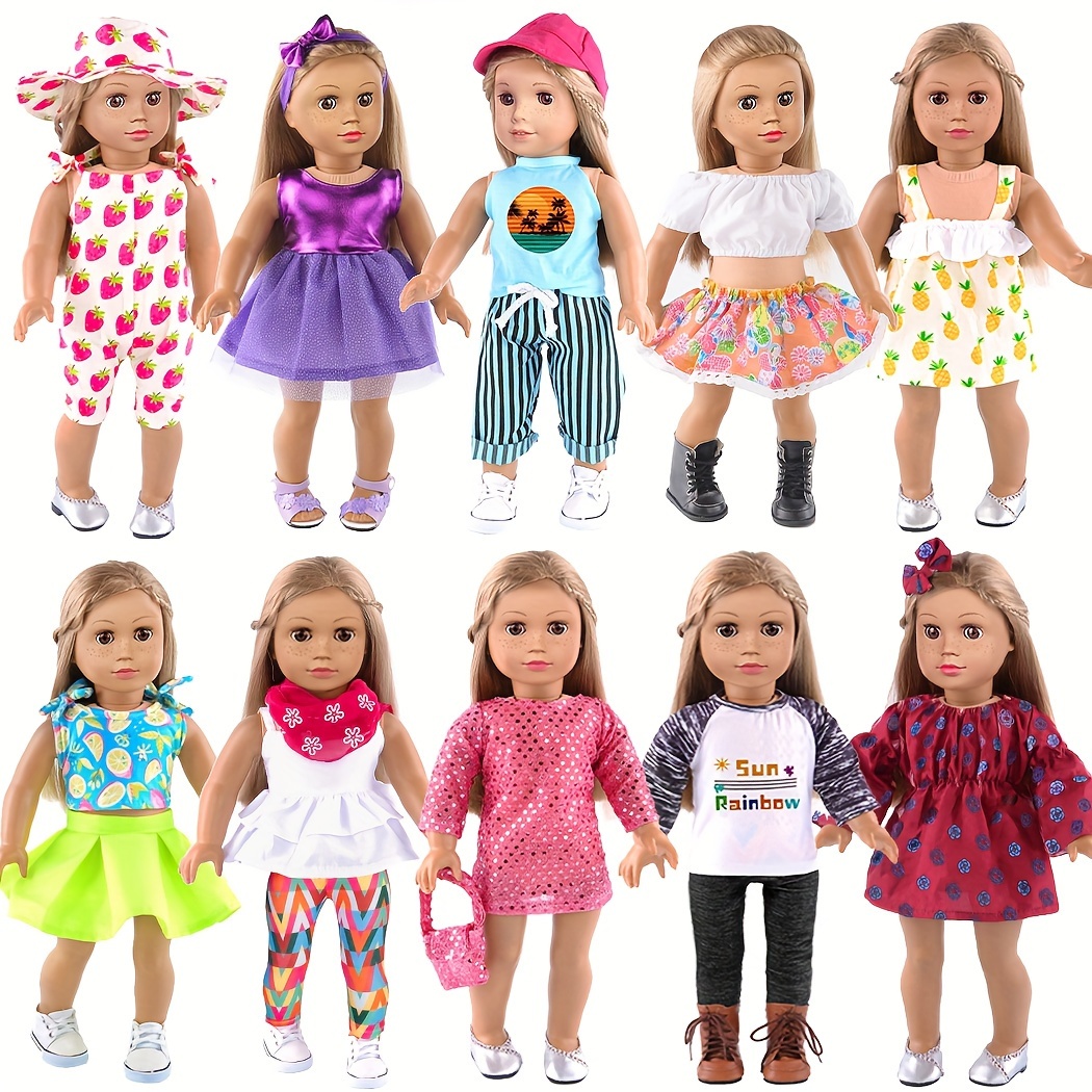 

10 Sets 18 Inch Doll Clothes 18 Inch Doll Clothes And Accessories Fit For 18 Inch Dolls 18 Inch Girl Doll