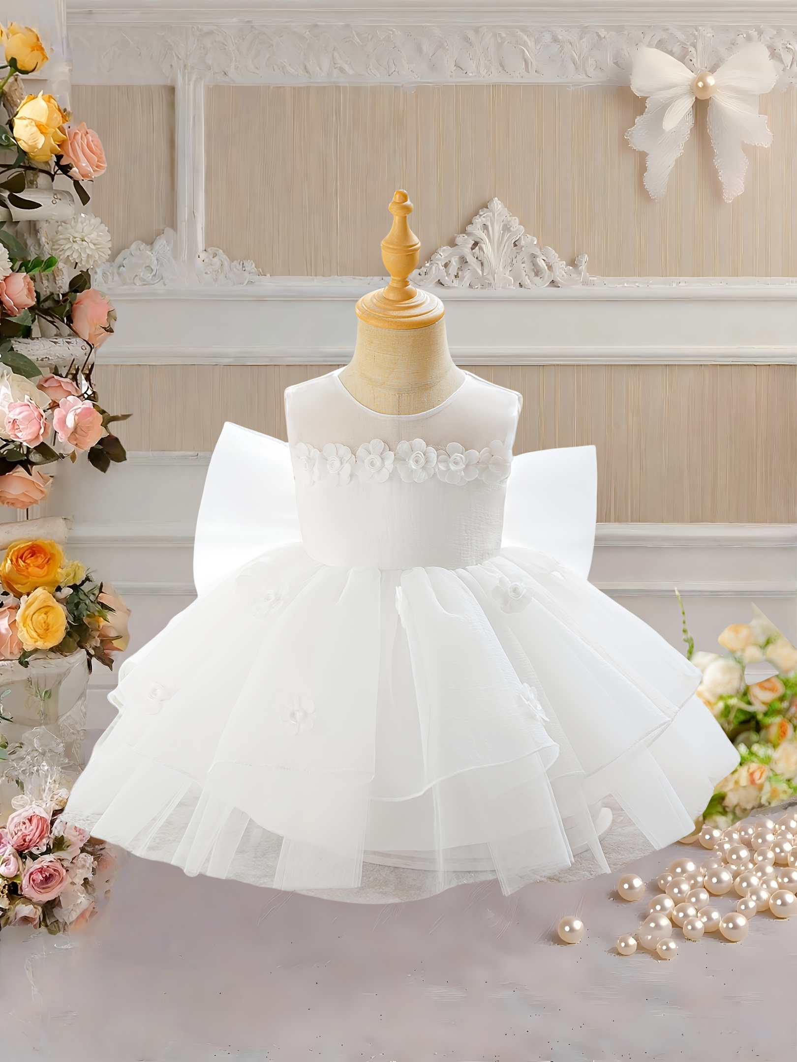 baby girls white sleeveless puff sleeve princess dress Temu