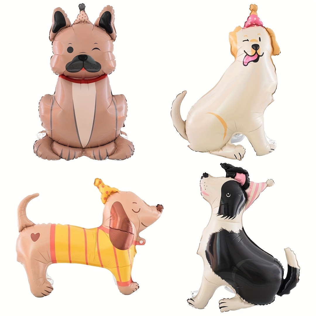 Image of 4pcs Pet Dog Foil Balloons 4d Standing Cute Puppy Balloons Self Standing Animal Foil Mylar Balloon For Shower Dog Theme Party Birthday Decorations