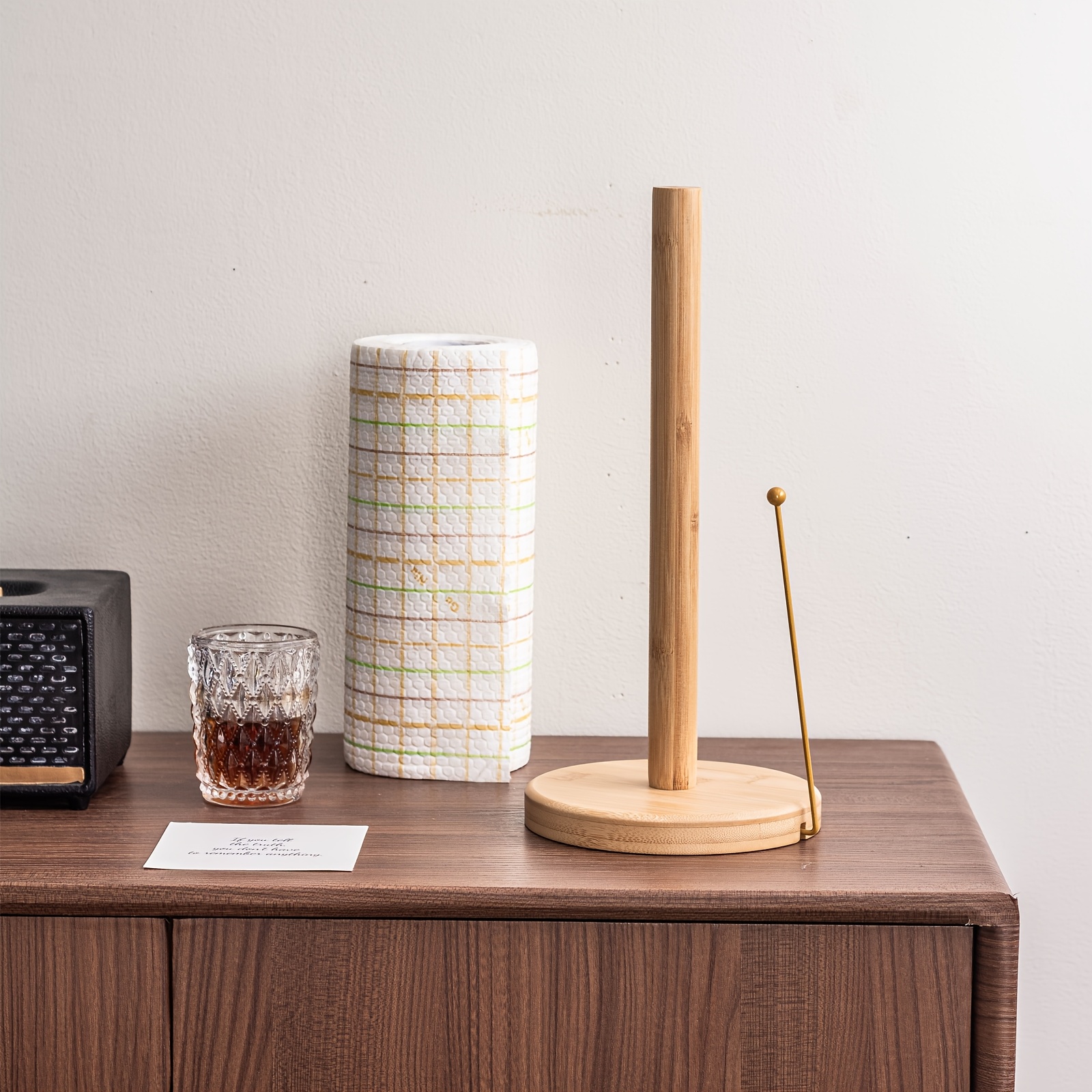 vertical tissue holder kitchen paper towel rack cloth holder cling film rack storage stand storage column upright roll paper holder home use kitchen use Product details 3