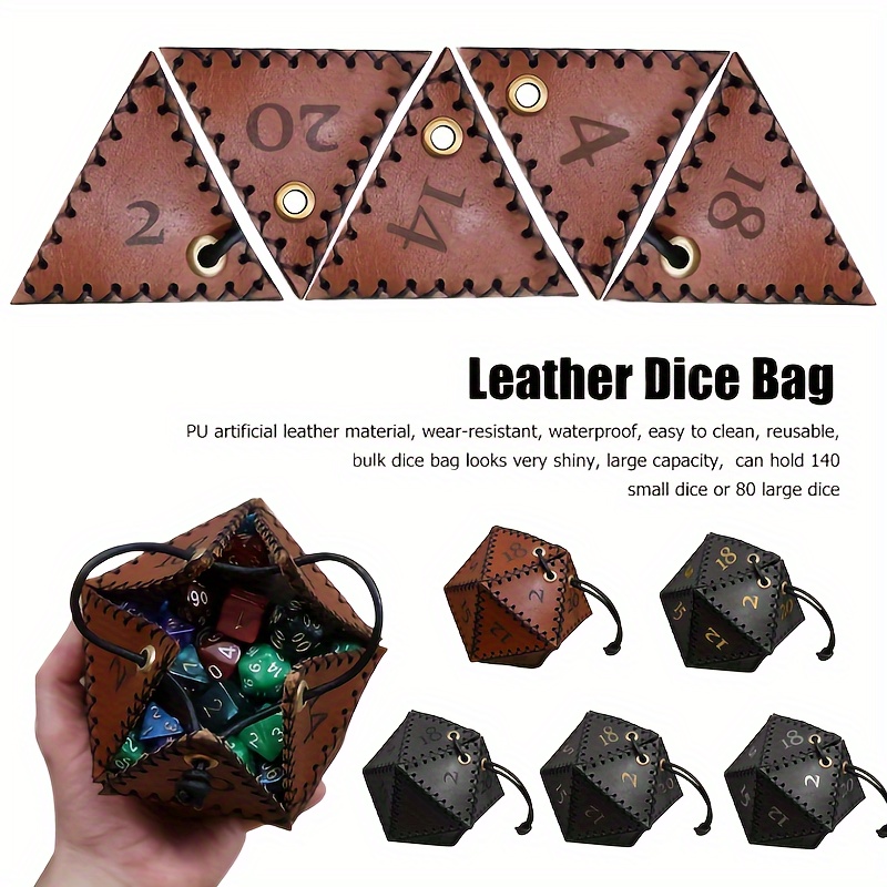 Polygon Gaming Dice Storage Bag Pu Leather Dice Bundle Mouth - Temu Canada
