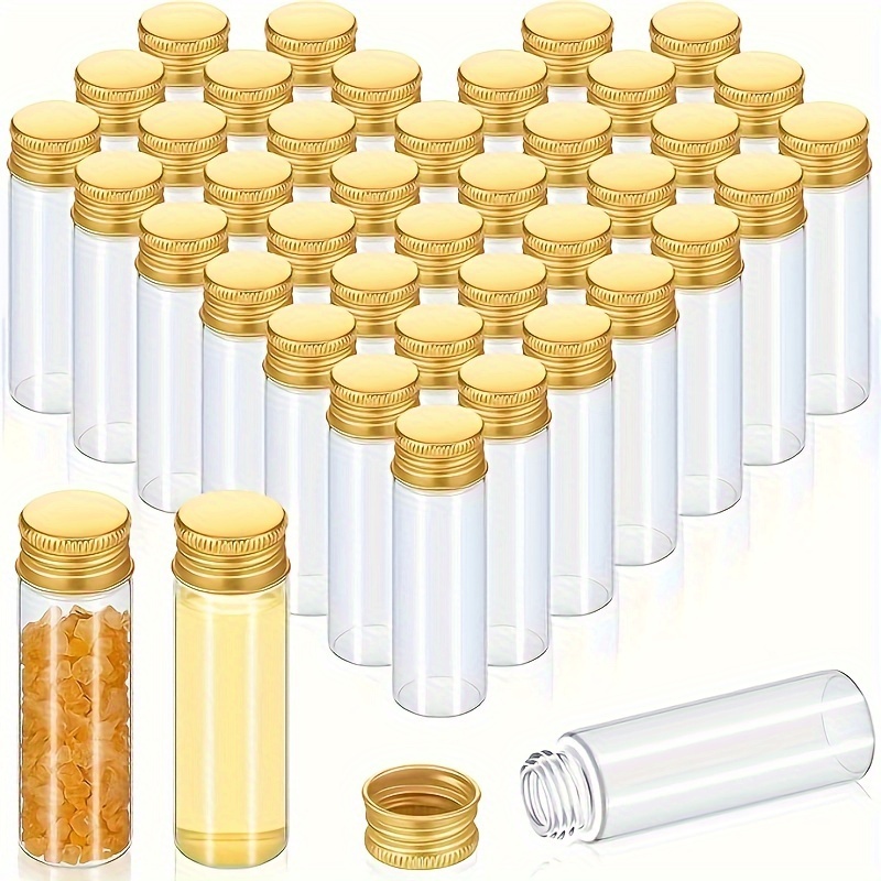 

10pcs 20ml Clear Plastic Bottles With Golden Caps, Mini Jars With Aluminum Screw Lids, Leak Proof Sample Bottles For Beads, Decorative Diy Crafts, Storage Containers For Art Supplies