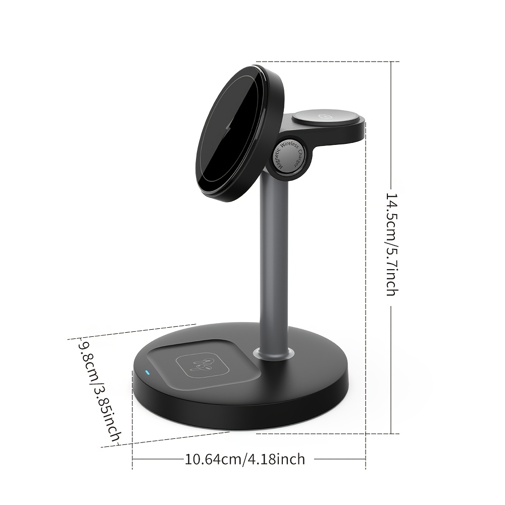 3in Wireless Charging Station Compatible with 15W Wireless Charger  Stand for iPhone 16 15 14 13 12 Series, Charging Station for Wi