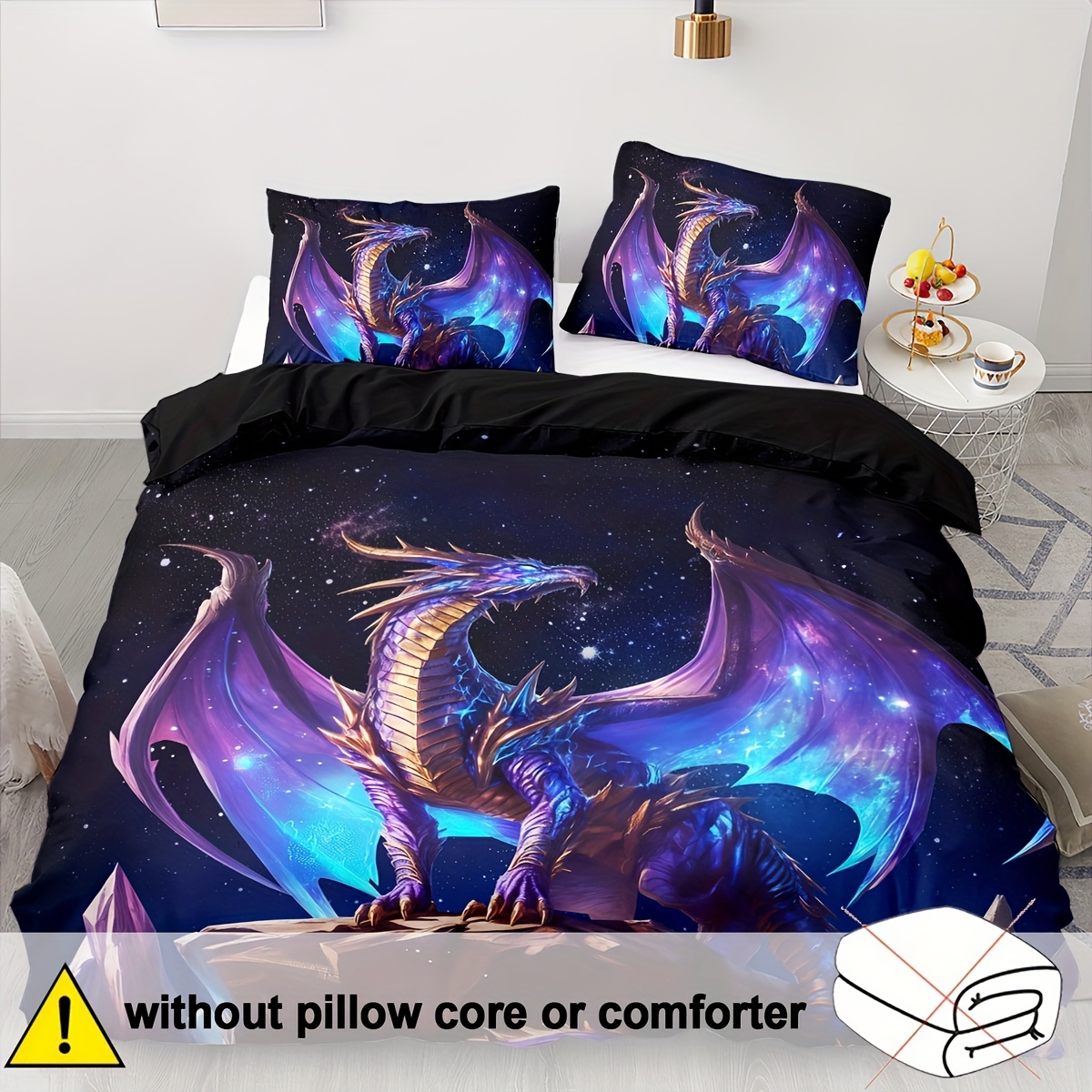 TEMU A Set Of 2/3 Soft And Comfortable Duvet Covers, Featuring A Purple-blue Dragon Bedding, A Mysterious Nebula Duvet Cover, An Ancient Wild Animal