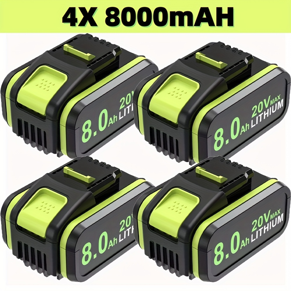Set Of 4 20v .0ah Lithium-ion Batteries, Compatible With For Power Tools Including Models Wa3014, Wa3551, Wa3556, Wa3570, Wa3572, Wa3641, Rw9351.1, Wx390, Wx176, And Wx178