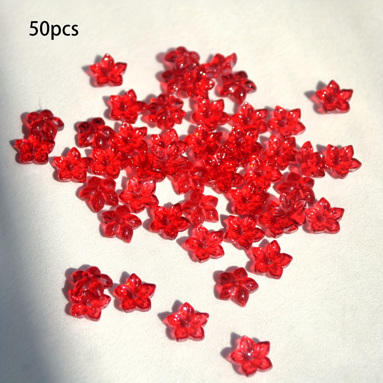 TEMU 50pcs Vibrant Gradient 12mm Glass Flower Beads - Colorful Petal Loose Beads For , Bracelets & Headdress Crafting Accessories, Beads For Jewelry