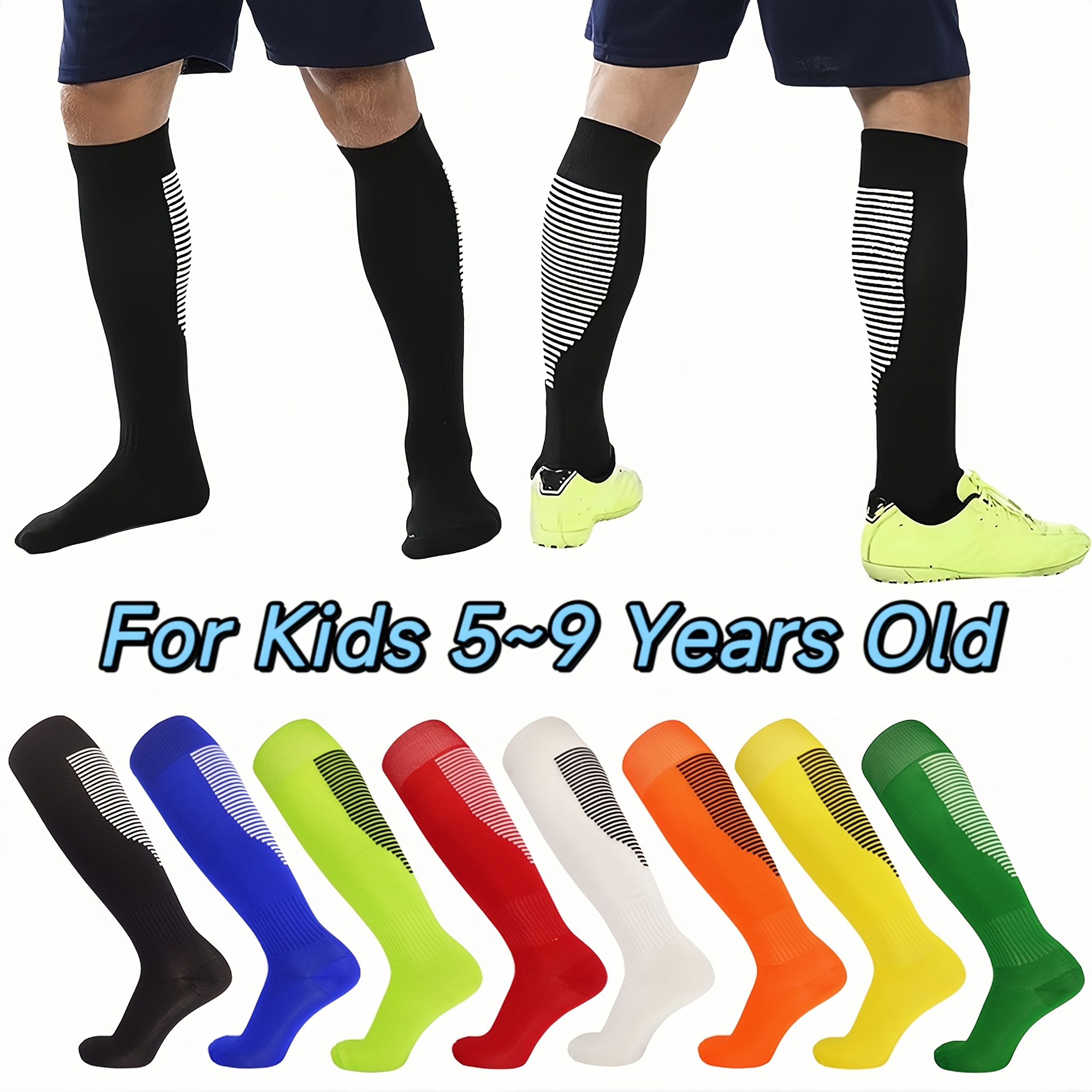 2Pcs Niños Deporte Fútbol Fútbol Calcetines largos sobre calcetines hasta  la rodilla para niños y niñas Calcetines de hockey de béisbol Medias para  niños