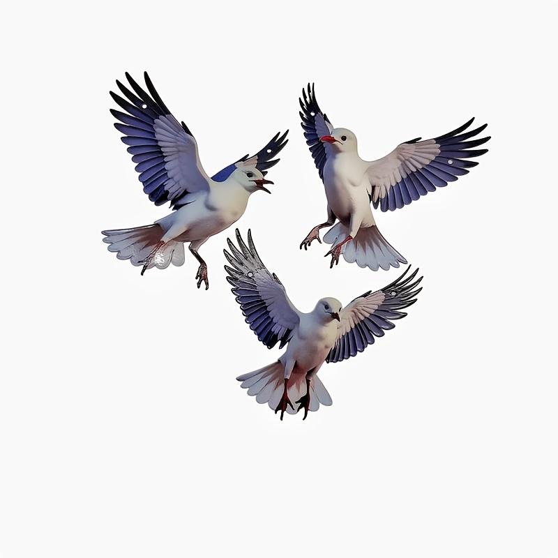 TEMU Lot de 3 décorations murales mouette pour salle de bain, salon, terrasse - Sculptures d'oiseaux nautiques côtiers en plastique aux intempéries à