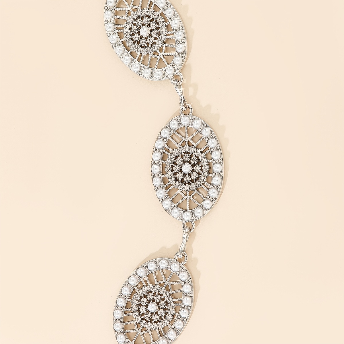 Geometric Pattern Adjustable Women's Belt with Chain