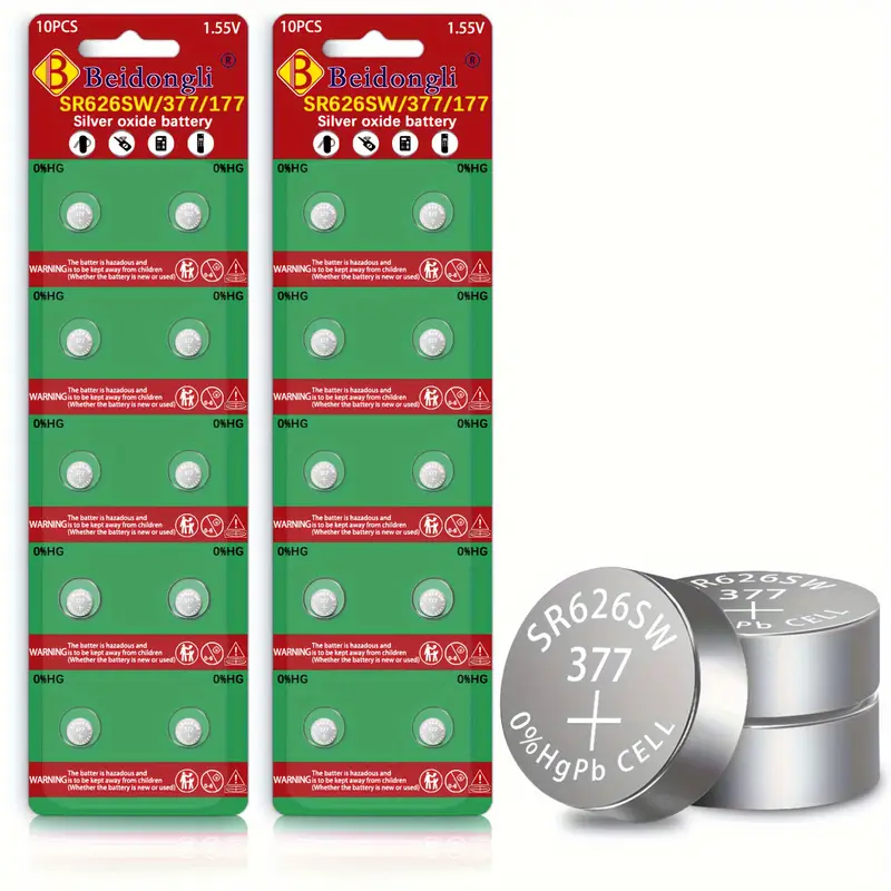 Sr626sw Batteria Orologio 20 Pièces 1 AG4 LR626 177 377 377A SR626 L626 LR66 1.55V Pile Bouton S 26 Ultra - Foto 7