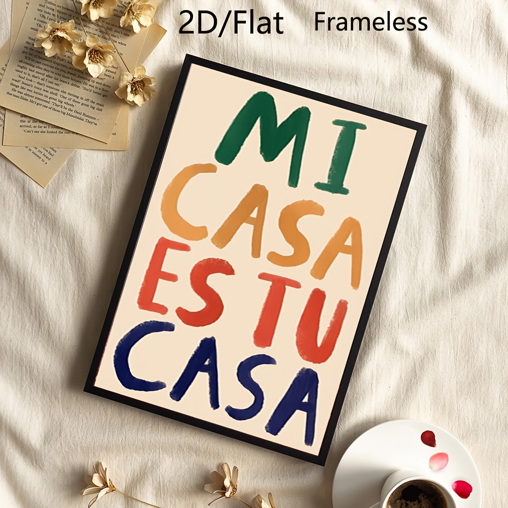 TEMU de pared 2D , 1 pieza, con en español " Es Tu Casa" - Póster vertical en sin , adecuado para decoración del hogar y oficina - Regalo minimalista