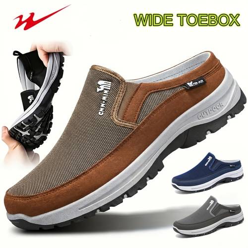 Artikelbild herren-mode-slip-on-freizeit-sneaker – rutschfeste plateau-freizeit-wanderschuhe, leichte outdoor-halbschuhe, bequeme geschlossene slingback-loafer, für den zum wandern