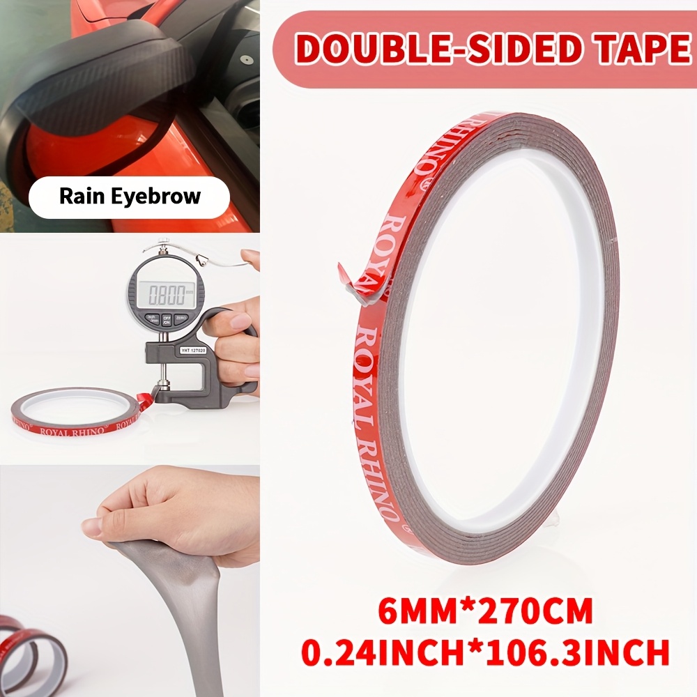 TEMU Royal 106.29inch Strong Double-sided Tape Red Film Gray Adhesive High Temperature Resistant, High , For Car Rear Wing Interiorornaments/home
