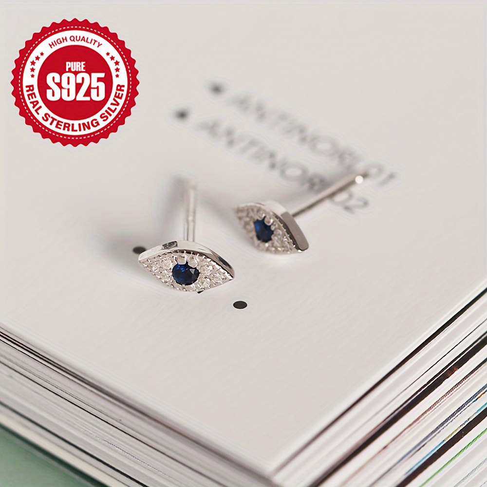 Silver Devil Eye Mini Stud Earrings Hypoallergenic 0.45g