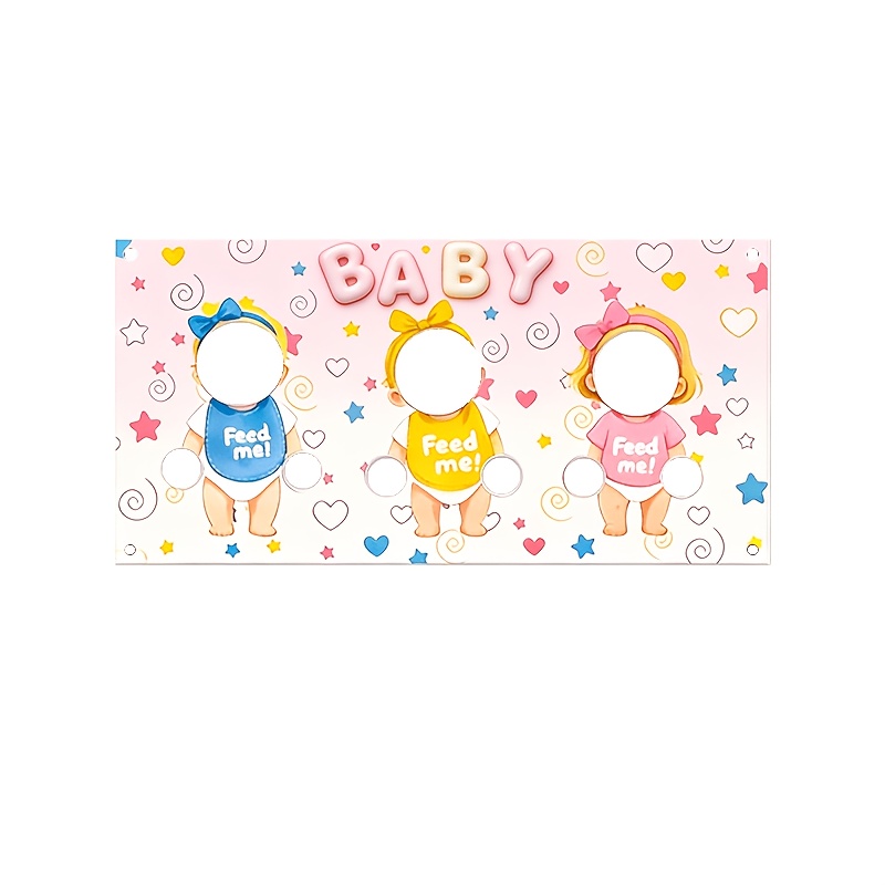 TEMU Children's Feeding Game, Kids' Party Game, Fun Blind Feeding Game Backdrop Banner, Children's Party Game, Gender Reveal Party Activity, Wedding