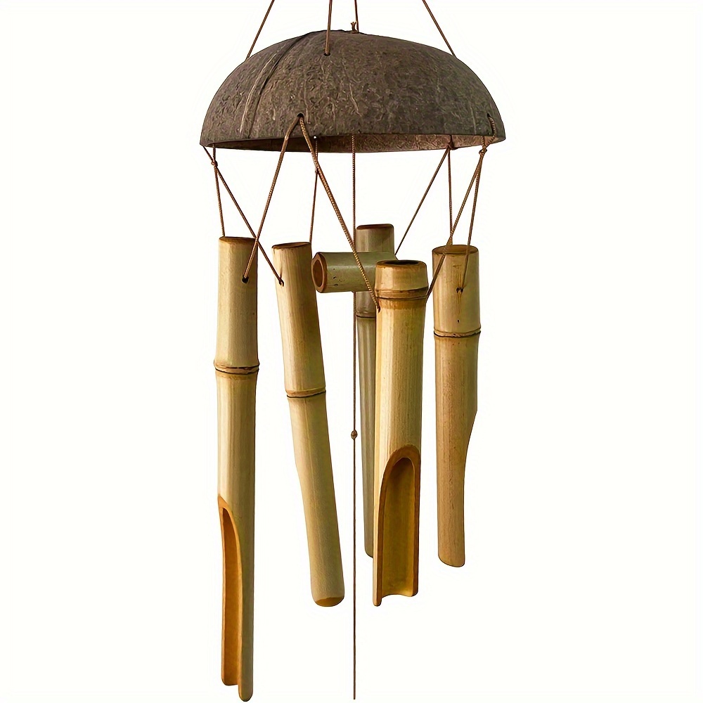 

Soothing Bamboo Wind Chimes With 5 Tubes - Deep Tone, Handcrafted For Outdoor & Indoor Use