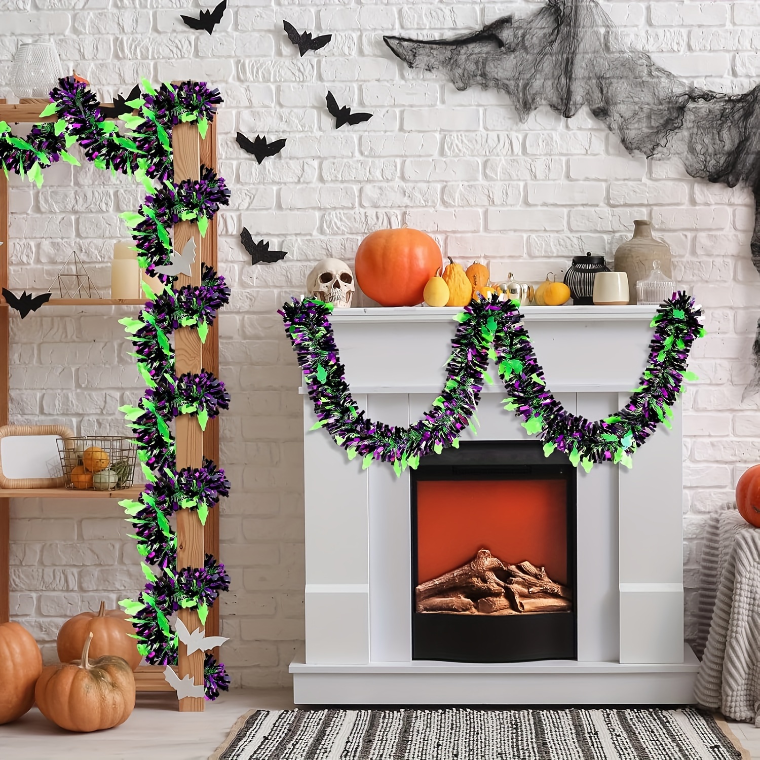 

Spooky & Purple Metal Wire Twisted Wreath - 6.5ft Indoor/outdoor Decor For Party And Home