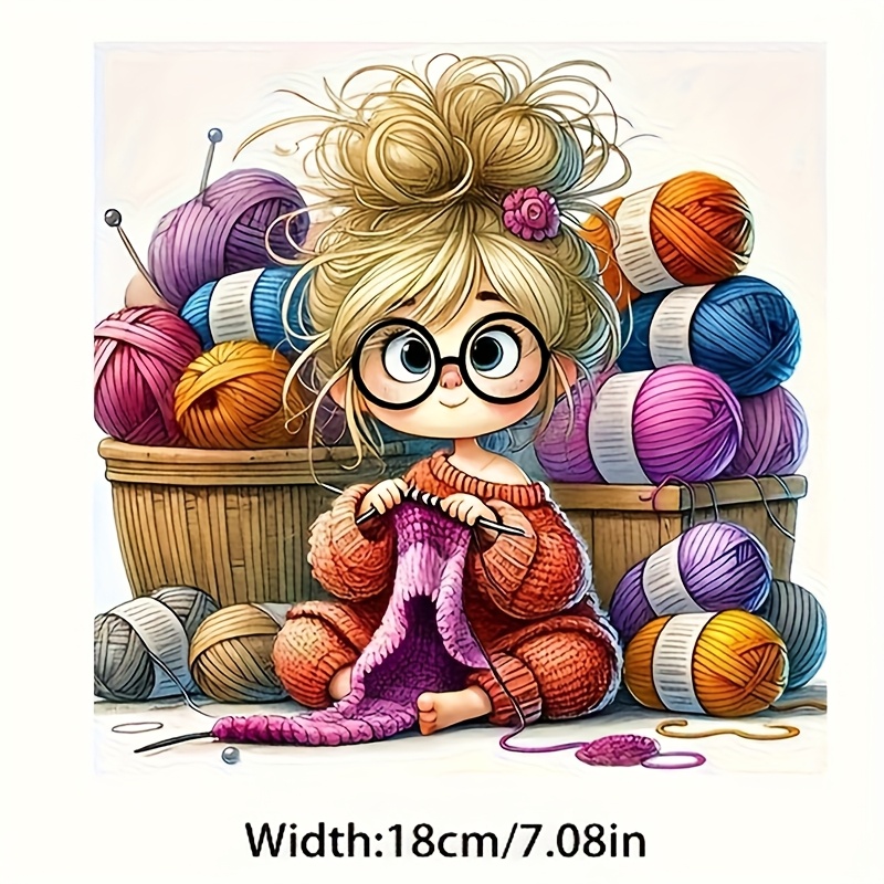 TEMU 4pcs Durable Washable Heat Transfer Prints, Mixed Color Designs Of A Knitting, Vinyl Prints, Heat Transfer Stickers, Suitable For Ironing On