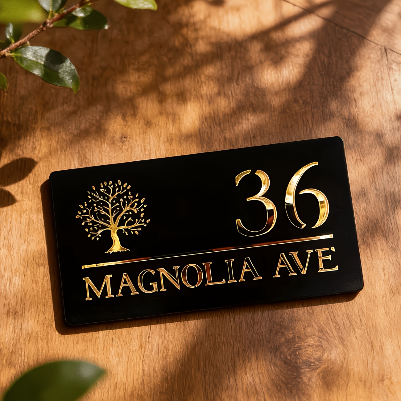 TEMU Custom Personalized Acrylic Double-layer Address Street Sign - Laser Engraved Large Tree Address Number Plate - Street Address Decorative Sign -