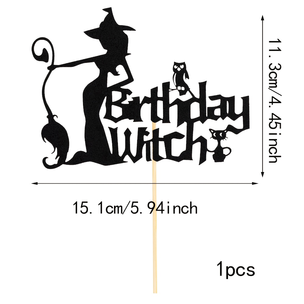 Birthday Witch Cake Decoration, Halloween Theme Birthday Party Decor, Spooky Web Witch Bucket Broom Cake Decoration Women
