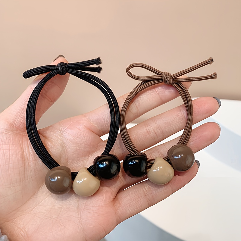 TEMU 2 Ligas para el pelo con cuentas de estilo coreano para mujer, elegantes sujetadores para coleta, para el pelo y elegantes inspiradas en