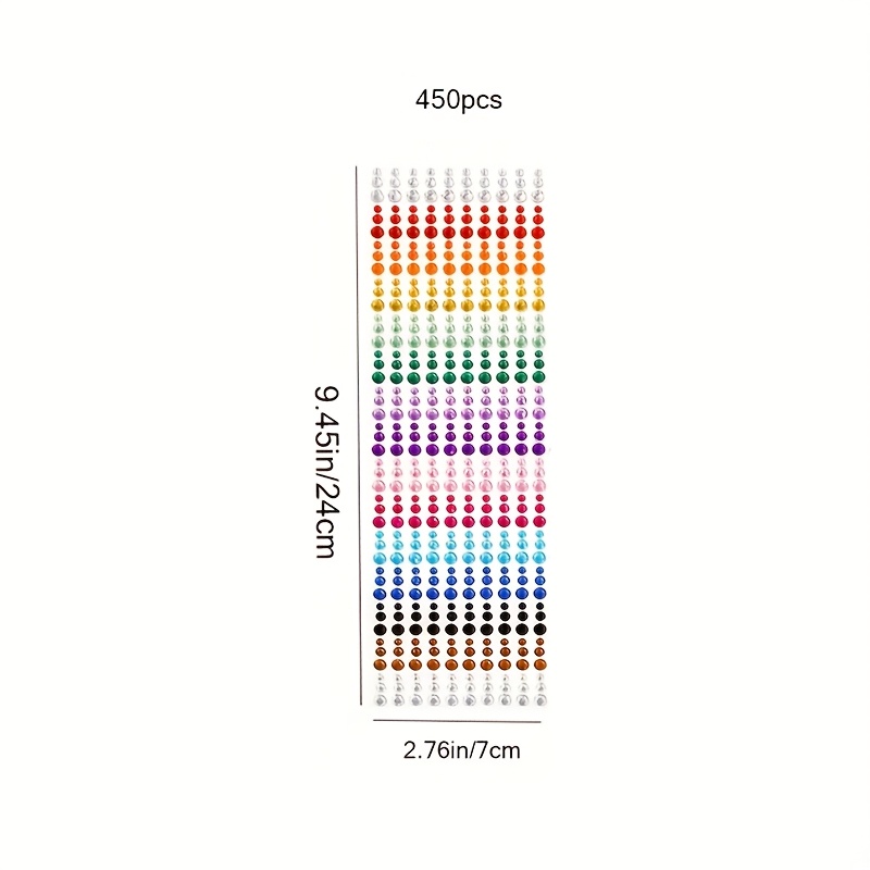 TEMU 450/225 piezas de 15 colores de pegatinas de piedras preciosas 3D, adhesivos autoadhesivos de strass, decorativos para rostro y cuerpo - ideales