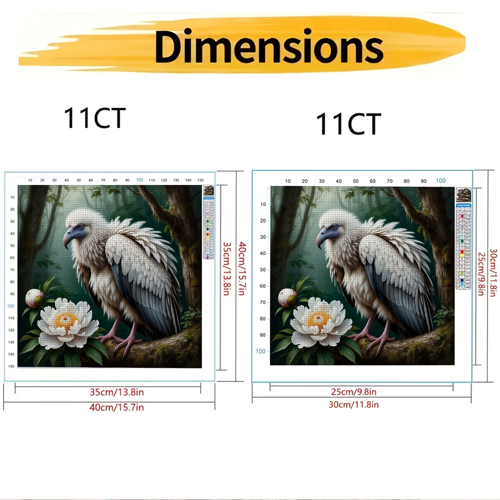 11CT/14CT Printed Cross-Stitch Kit, White Eagle on a Flowering Branch
