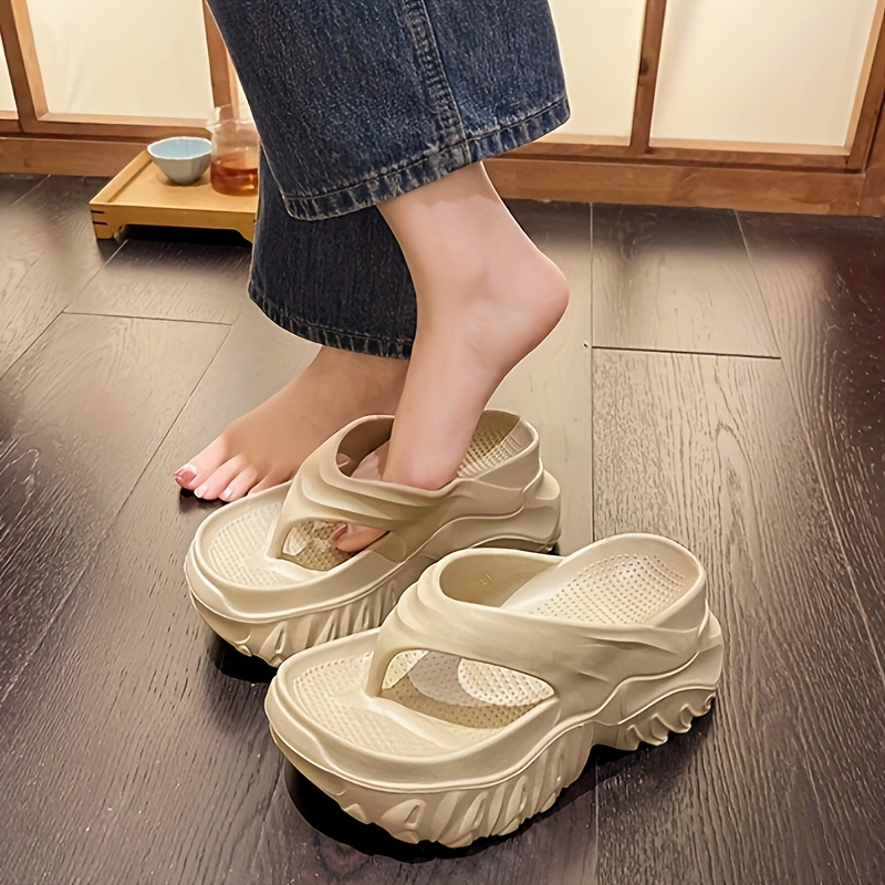 popular   women 39 s eva flat slippers comfortable high heeled casual beach and garden shoes non slip soles easy to slip on   in   and beige   Product details 7