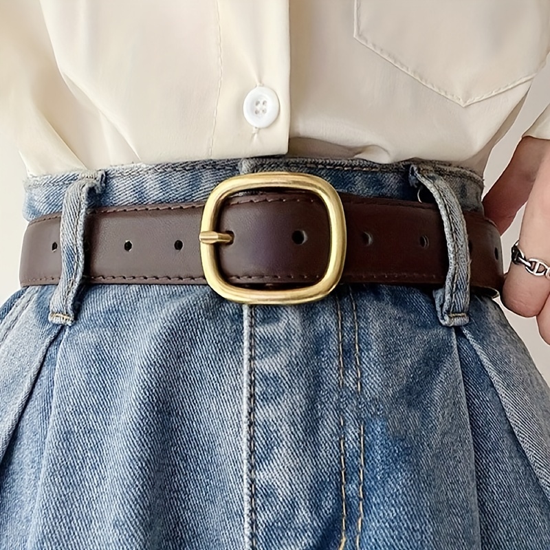 

1 ceinture vintage décontractée pour femme, ceinture simple à boucle carrée en PU tendance, accessoire polyvalent pour robes, manteaux, jeans, corps léger, non textile, , , - Taille moyenne