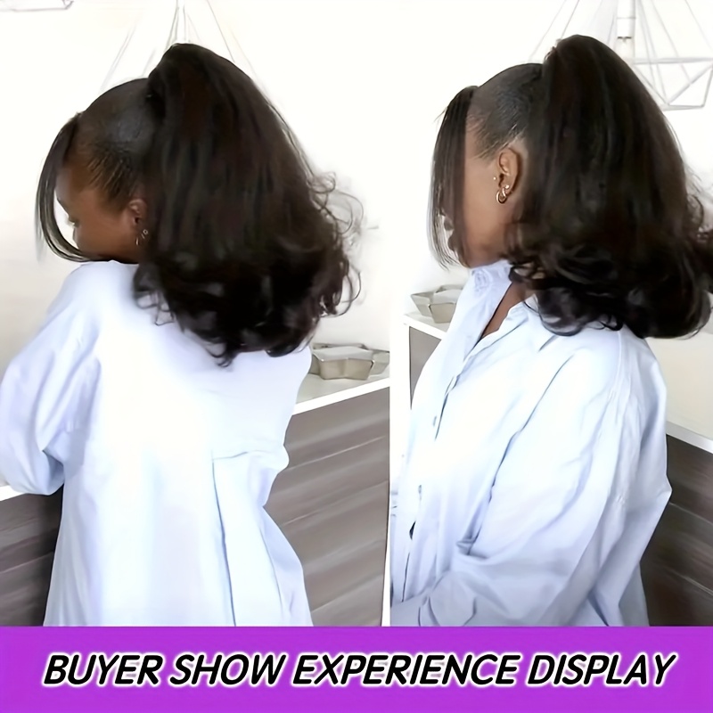 natural fluffy jacqui straight ponytail with synthetic hair extensions end   high quality heat fiber easy to style for   for casual or formal occasions versatile hairpiece sleek ponytail   details 0