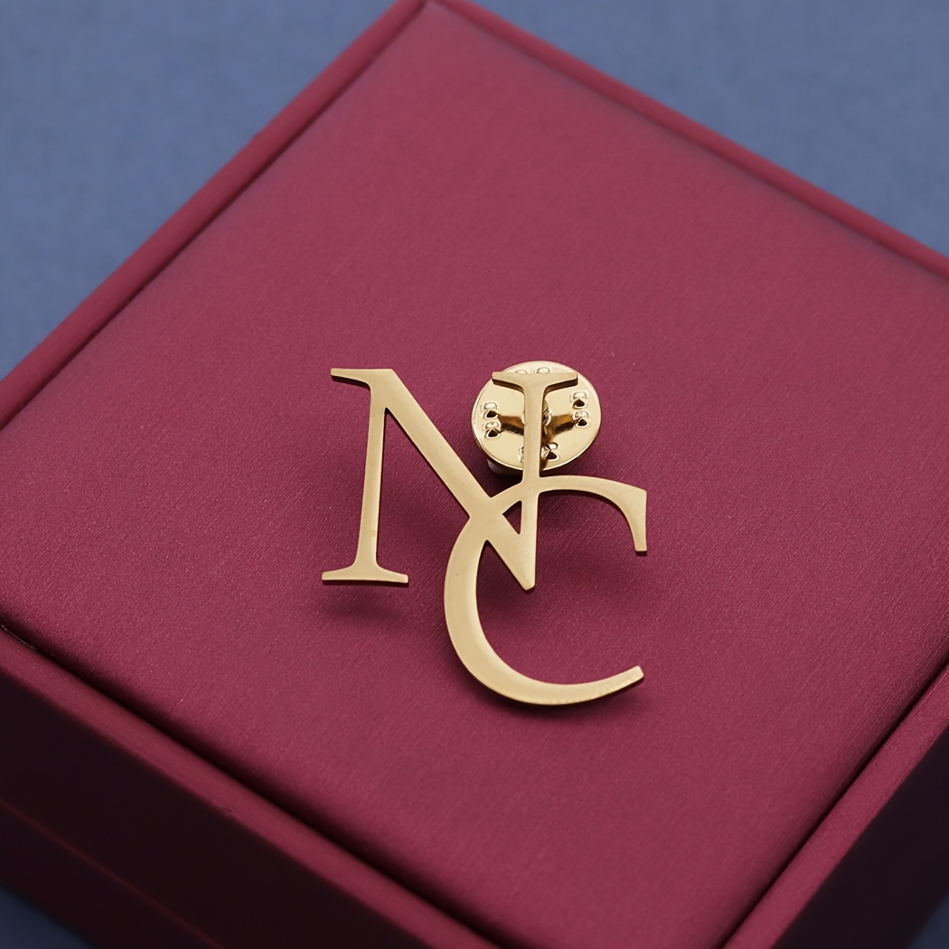 Image of Personalized Initial Lapel Pins Custom Name Lapel Pins Double Letter Brooches, Couple Easy Jewelry Gift For Men Women Birthday Graduation