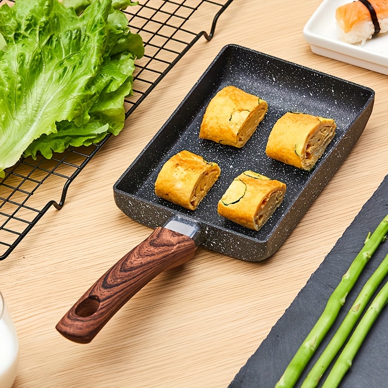 

1pc Poêle à omelette japonaise, en acier inoxydable, pour des œufs , poêle à rectangulaire Tamago, compatible avec l'induction, tous feux, ustensiles de cuisine pour des parfaites