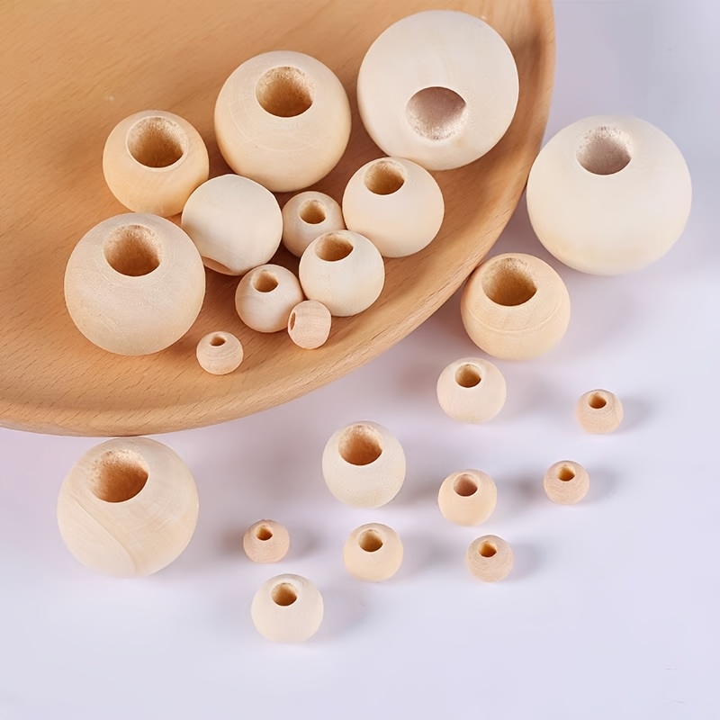 30 PCS Large Wooden Spacer Beads - 10mm Round Multicolor Craft Beads For Jewelry Making