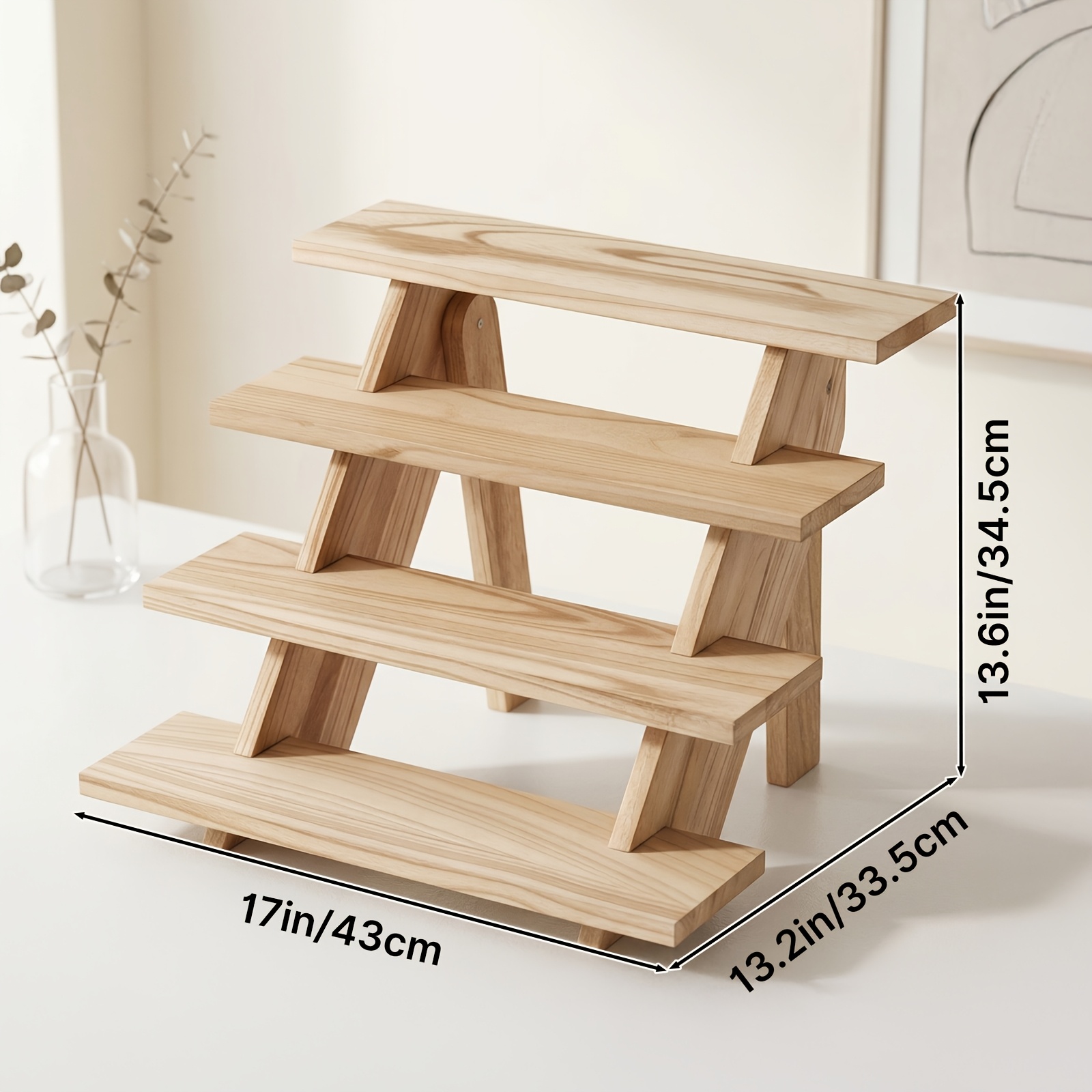 TEMU Wooden Cake Display Stand, Tiered Cake Stand, Storage Rack, Doll & Card Organizer, Jewelry Display Rack, Foldable, Suitable For Store Displays,