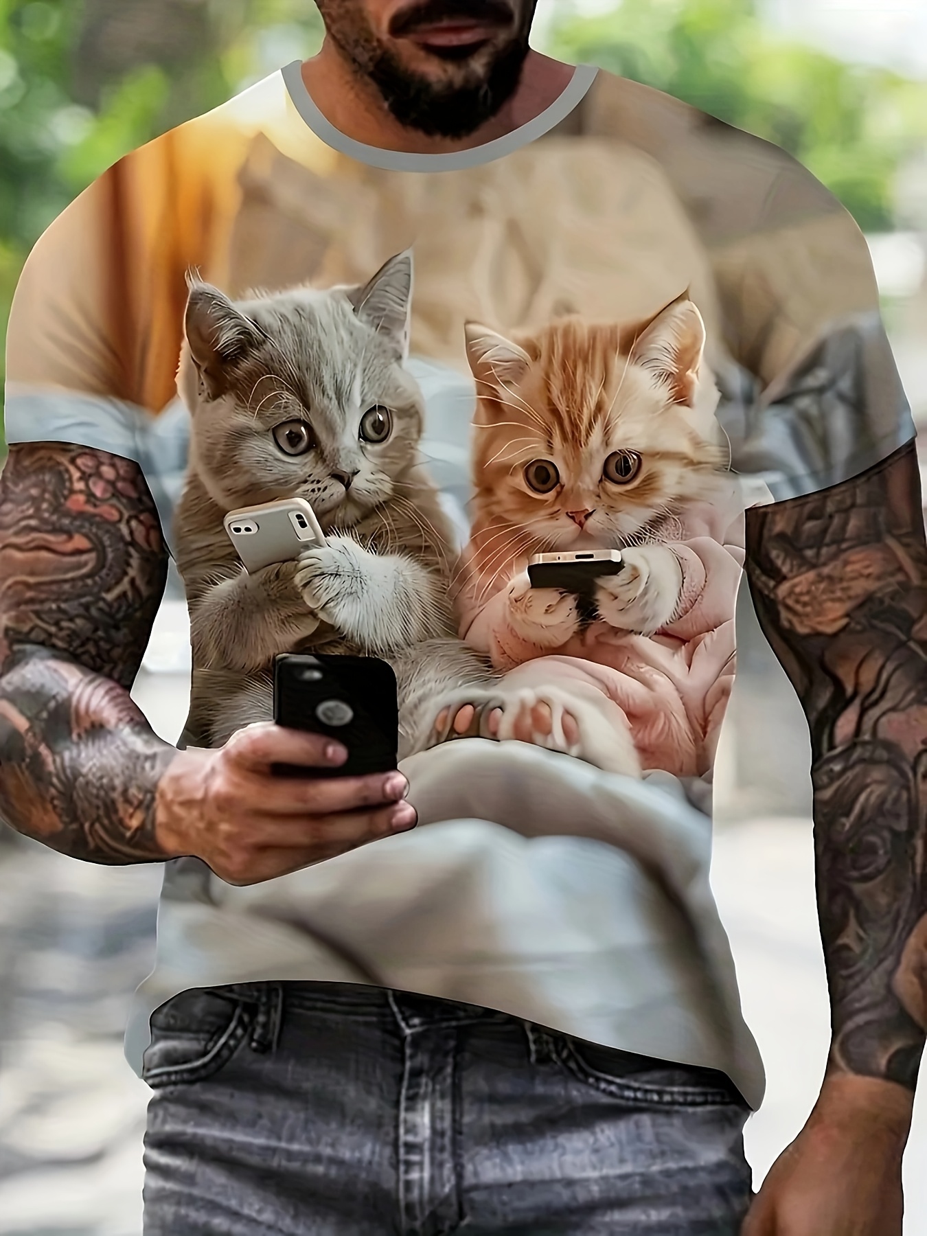 camiseta talla hombre estampado 3d gatos diseño lindo Temu Ecuador