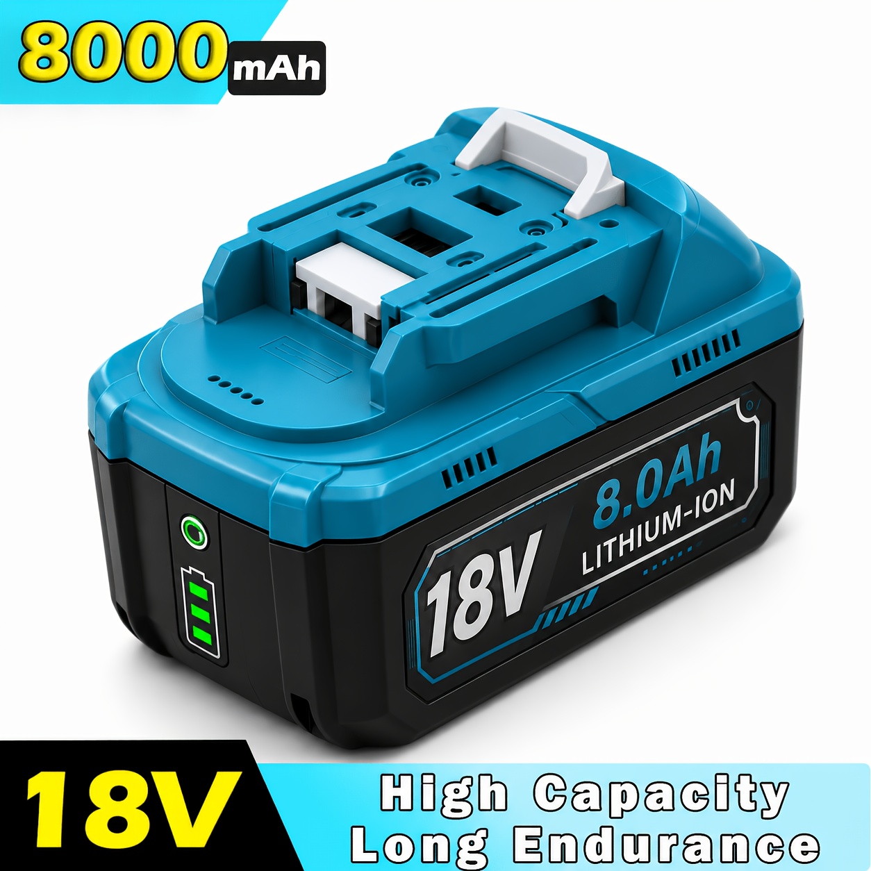 TEMU 2, Or 1 Pack 8.0ah 18v Battery For Makita, Compatible Bl1860b Bl1860 Bl1850b Bl1840b Bl1830b Bl1820 Bl1815, Led Indicator, Multi-protection,
