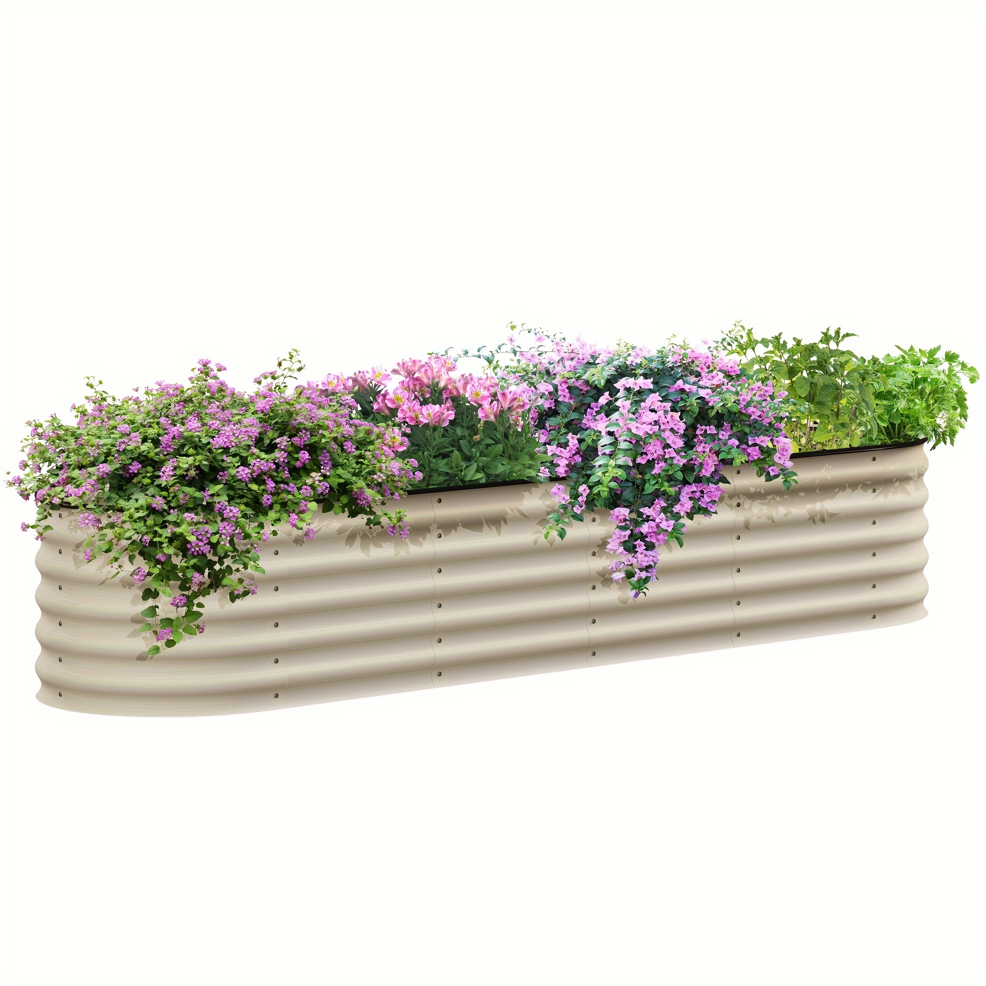 

Outsunny 8' X 2' X 1.4' Galvanized Raised Garden Bed Kit, Outdoor Metal Elevated Planter Box With Safety Edging, Easy Diy Stock Tank For Growing Flowers, Herbs & Vegetables, Cream