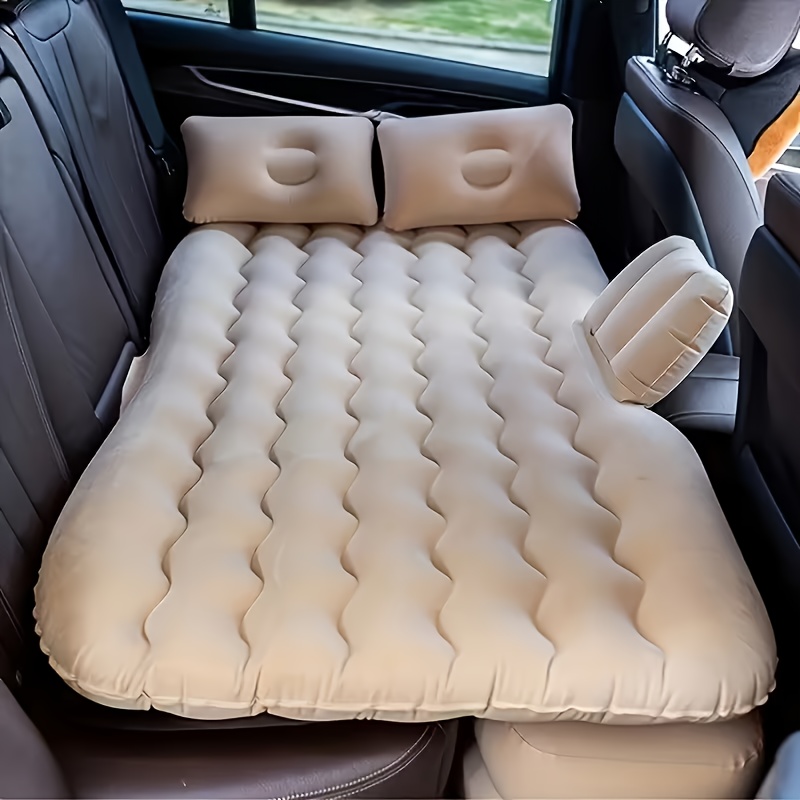 Premium Blue Gray And Beige Black Portable Inflatable Car Mattress, Car Beds For Vehicles, PVC Material, Suitable For Backseat Sleeping, Outdoor Camping Picnic Travel Cushion Bed, Car Accessories For Men