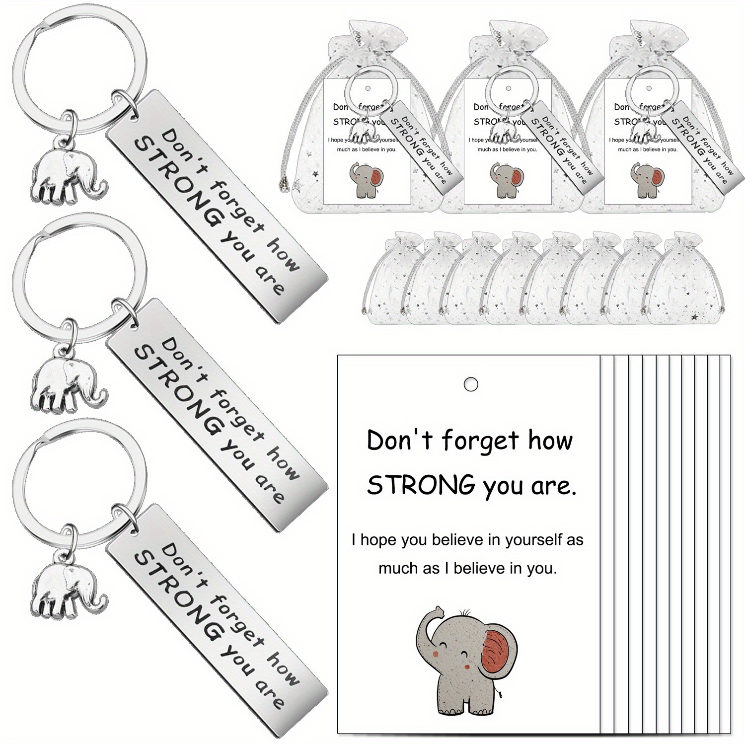 TEMU Gift For Her/him 36pcs/12sets, Elephant Themed Party Gift Set, Inspirational Keychain For Adults, How Are. Christmas Gifts, Retirement Party,