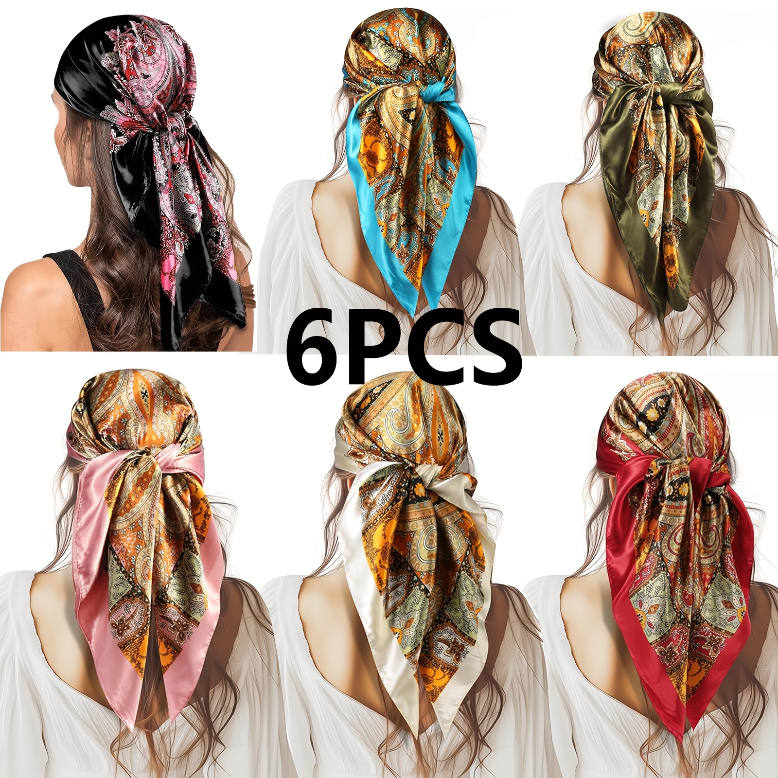 TEMU 6 Piece Outfit For Spring, Autumn, And Winter, New Trade Scarves, Women's Versatile Decorative Square Scarves, Shawl Thin Scarves