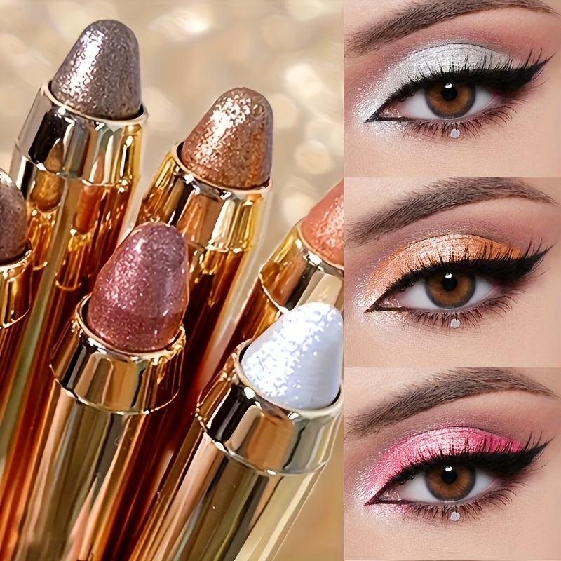 6pcs highlighter eyeshadow pencil shimmer glitter contouring double headed eyeshadow stick lazy eyeshadow makeup